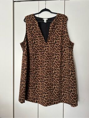 H&M Brown Leopard Print V-Neck Dress